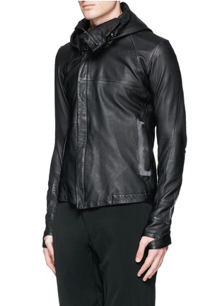 Front View - Click To Enlarge - DEVOA - Leather hood jacket