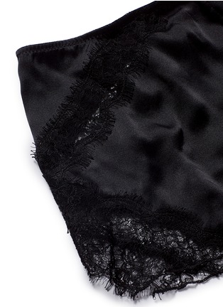 Detail View - Click To Enlarge - KIKI DE MONTPARNASSE - Lace inset high waist silk shorts