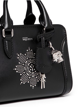 Detail View - Click To Enlarge - ALEXANDER MCQUEEN - 'Padlock' mini floral stud leather bag