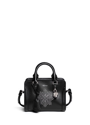 Main View - Click To Enlarge - ALEXANDER MCQUEEN - 'Padlock' mini floral stud leather bag