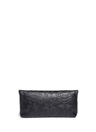Back View - Click To Enlarge - ALEXANDER MCQUEEN - 'Padlock' floral embossed leather clutch