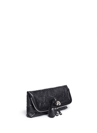 Figure View - Click To Enlarge - ALEXANDER MCQUEEN - 'Padlock' floral embossed leather clutch