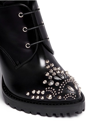 Detail View - Click To Enlarge - ALEXANDER MCQUEEN - Stud toe leather lace-up booties