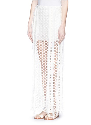 Front View - Click To Enlarge - CHLOÉ - Sheer geometric lace maxi skirt