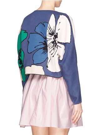 Back View - Click To Enlarge - CHLOÉ - Floral colourblock intarsia cropped sweater