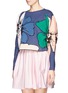 Front View - Click To Enlarge - CHLOÉ - Floral colourblock intarsia cropped sweater