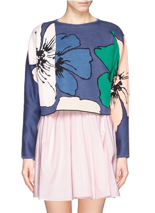 Main View - Click To Enlarge - CHLOÉ - Floral colourblock intarsia cropped sweater