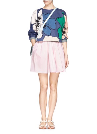 Figure View - Click To Enlarge - CHLOÉ - Floral colourblock intarsia cropped sweater