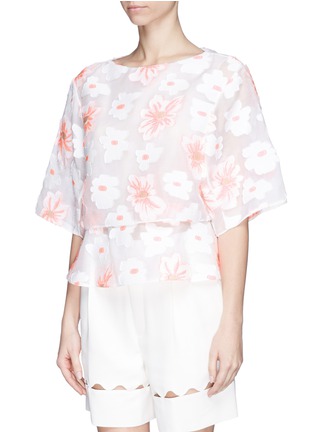 Front View - Click To Enlarge - CHLOÉ - Floral jacquard double layer peplum top