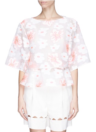 Main View - Click To Enlarge - CHLOÉ - Floral jacquard double layer peplum top