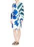 Figure View - Click To Enlarge - CHLOÉ - Floral Neptune stripe silk wrap dress