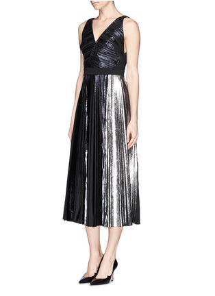 Figure View - Click To Enlarge - PROENZA SCHOULER - Foil print plissé pleat midi dress