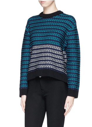 Front View - Click To Enlarge - PROENZA SCHOULER - Crisscross stripe sweater