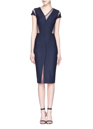 Main View - Click To Enlarge - VICTORIA BECKHAM - Plumetis insert compact crepe dress