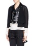 Front View - Click To Enlarge - TOGA ARCHIVES - Crochet cuff cardigan combo leather jacket