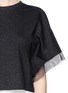 Detail View - Click To Enlarge - TOGA ARCHIVES - Mesh sleeve embossed cropped T-shirt