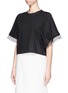 Front View - Click To Enlarge - TOGA ARCHIVES - Mesh sleeve embossed cropped T-shirt