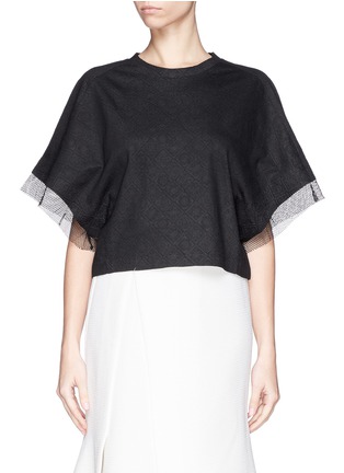 Main View - Click To Enlarge - TOGA ARCHIVES - Mesh sleeve embossed cropped T-shirt
