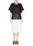 Figure View - Click To Enlarge - TOGA ARCHIVES - Mesh sleeve embossed cropped T-shirt