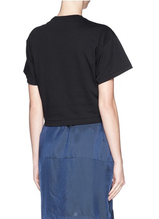 Back View - Click To Enlarge - TOGA ARCHIVES - Bow side cotton piqué cropped T-shirt