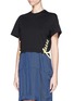 Front View - Click To Enlarge - TOGA ARCHIVES - Bow side cotton piqué cropped T-shirt
