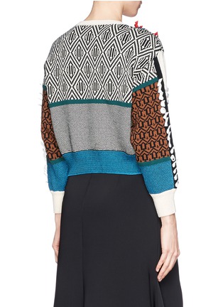 Back View - Click To Enlarge - TOGA ARCHIVES - Faux leather ribbon tribal jacquard sweater