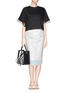 Figure View - Click To Enlarge - TOGA ARCHIVES - Embossed lasercut pencil skirt