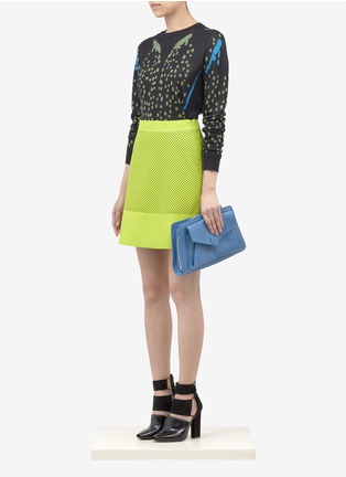 Figure View - Click To Enlarge - PROENZA SCHOULER - Neon perforated leather skirt