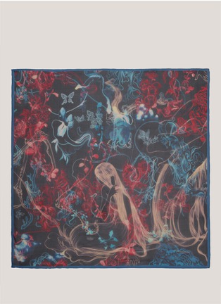 Front View - Click To Enlarge - OVM - Lyrical printed silk scarf