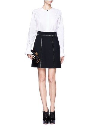 Figure View - Click To Enlarge - ALEXANDER MCQUEEN - Pearl embellished A-line skirt