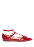 Main View - Click To Enlarge - VALENTINO GARAVANI - Rockstud caged patent leather flats