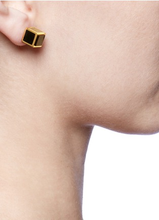 Figure View - Click To Enlarge - EDDIE BORGO - Onyx inlay cube earrings