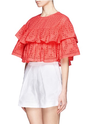 Front View - Click To Enlarge - MSGM - Cropped eyelet layered top