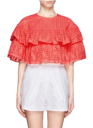 Main View - Click To Enlarge - MSGM - Cropped eyelet layered top