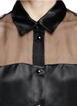 Detail View - Click To Enlarge - SANDRO - Coco sheer yoke sateen shirt