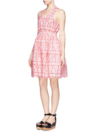 Front View - Click To Enlarge - MSGM - Lace flower flare dress