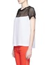 Front View - Click To Enlarge - SANDRO - Mesh shoulder and sleeve top