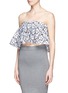 Front View - Click To Enlarge - MSGM - Floral lace ruffle strapless top