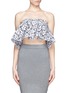 Main View - Click To Enlarge - MSGM - Floral lace ruffle strapless top