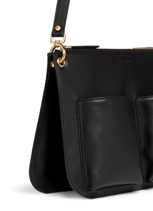 Detail View - Click To Enlarge - MARNI - 'Bandoleer' double pouch leather shoulder bag 