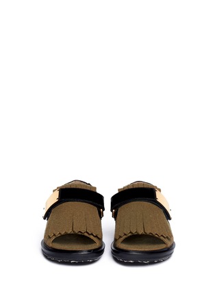 Figure View - Click To Enlarge - MARNI - Felt fringe leather sandals