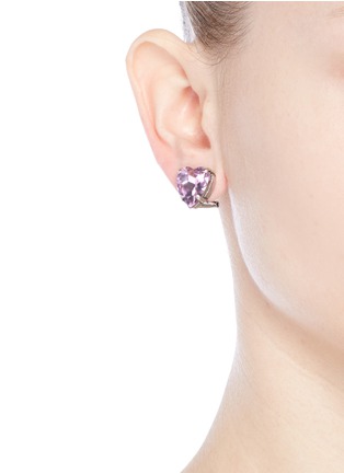 Figure View - Click To Enlarge - ANTON HEUNIS - Vintage stone heart stud earrings