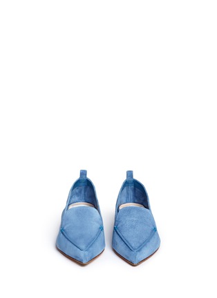 Front View - Click To Enlarge - NICHOLAS KIRKWOOD - 'Beya' metal heel suede skimmer loafers