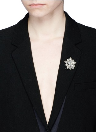 Front View - Click To Enlarge - LANE CRAWFORD VINTAGE ACCESSORIES - Vintage detachable snowflake brooch diamanté necklace