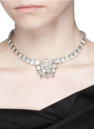 Figure View - Click To Enlarge - LANE CRAWFORD VINTAGE ACCESSORIES - Vintage detachable snowflake brooch diamanté necklace