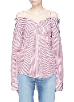 Main View - Click To Enlarge - THEORY - Tamalee' stripe poplin off-shoulder shirt