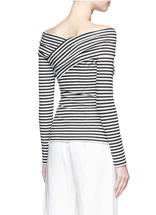 Back View - Click To Enlarge - THEORY - 'Kellay LS' stripe cross neck top