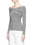 Front View - Click To Enlarge - THEORY - 'Kellay LS' stripe cross neck top