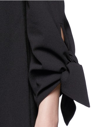 Detail View - Click To Enlarge - TIBI - Tie sleeve cold shoulder crepe dress