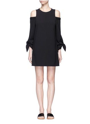 Main View - Click To Enlarge - TIBI - Tie sleeve cold shoulder crepe dress